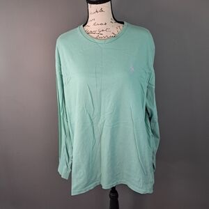 Ralph Lauren Polo Shirt Men Size XL Green Regular Fit Purple Pony Logo Crew Neck